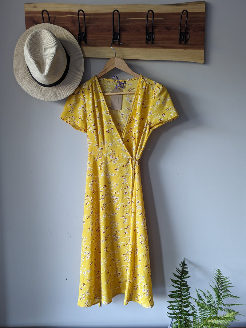 Yellow wrapped dress - AtaCollections 