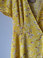 Yellow wrapped dress - AtaCollections 