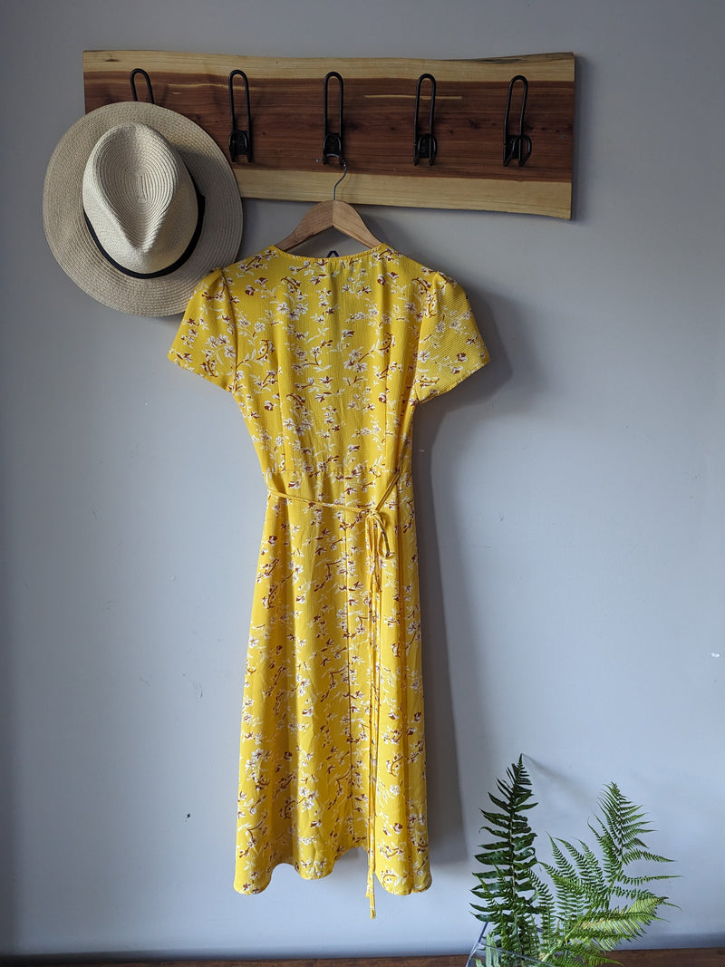 Yellow wrapped dress - AtaCollections 